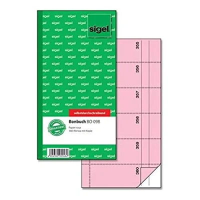 Afbeelding van Sigel bonboekje Expres zelf kopiërend 10,5x20cm 360 nrs roze SI BO098