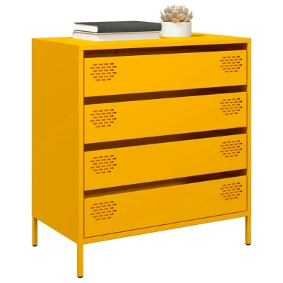 Afbeelding van Dressoir 68x39x73,5 cm koudgewalst staal mosterdgeel