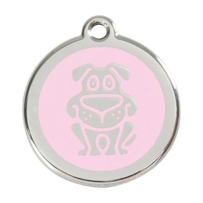 Afbeelding van Dog Pink roestvrijstalen hondenpenning large/groot dia. 3,8 cm RedDingo