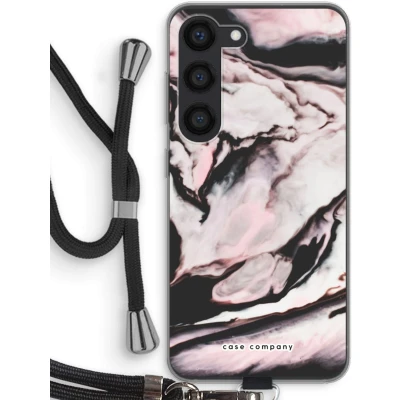 Afbeelding van Case Company® hoesje met Koord geschikt voor Samsung Galaxy S23 Roze stroom Telefoonhoesje Zwart Bescherming aan alle Kanten en Over de Schermrand