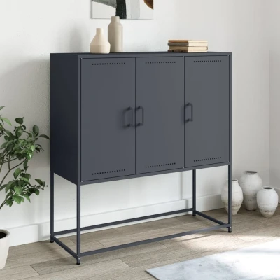 Afbeelding van Hoge kast 100,5x39x107 cm staal antracietkleurig