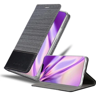 Afbeelding van Cadorabo Hoesje geschikt voor Apple iPhone 12 / PRO in GRIJS ZWART Beschermhoes met magnetische sluiting, standfunctie en kaartvakje Book Case Cover Etui