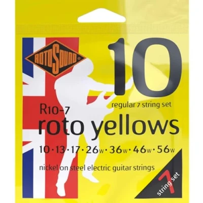 Image de Rotosound R10 7 Roto Yellows Jeu de cordes guitare électrique 10 56