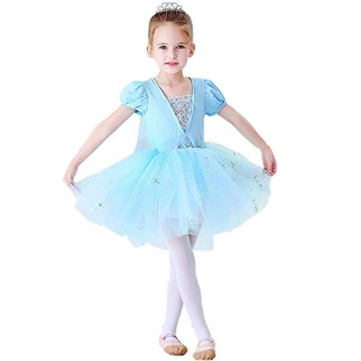 Afbeelding van Lito Angels Prinsessenjurk met tutu voor kinderen en meisjes, balletjurk, dans, kostuum, maat 2 8 jaar, Elsa (met cape)