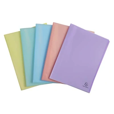 Image de Exacompta Réf. 88570E 1 Protège documents Chromaline Pastel 50 pochettes cristal lisse 100 vues pour A4 dim 24 x 32 cm couverture en polypro recyclé translucide 5 couleurs aléatoires