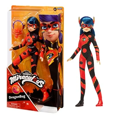 Afbeelding van Bandai Miraculous Ladybug Dragon Bug pop met scharnier, 26 cm Superheldenpop P50010