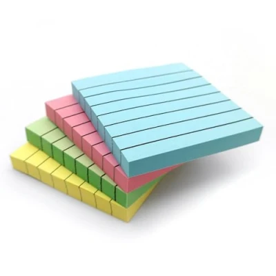 Afbeelding van 400 gelinieerde pastelkleurige plaknotities (76 x 76 mm) verwijderbare zelfklevende notitieblokken in blauw, roze, groen, geel 4 blokken (elk 100 vellen) voor kantoor, thuis en school