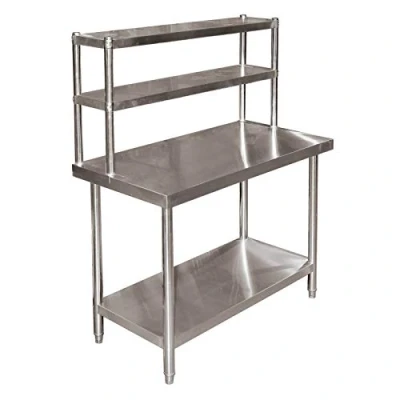 Afbeelding van WilTec Werktafel roestvrij staal 120 x 60 85 cm plank 2 niveaus verstelbare poten horeca gastro