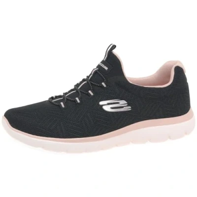 Image de Skechers Baskets Summits Artistry Chic pour femme, Bordure en maille noire rose clair, 38 EU