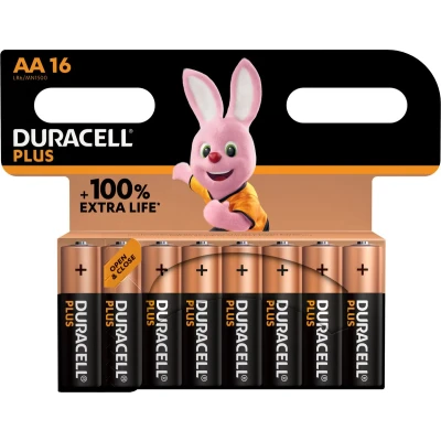Afbeelding van Duracell batterij Plus 100% AA, blister van 16 stuks batterijen