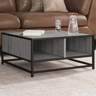 Afbeelding van Salontafel 60,5x60,5x30 cm bewerkt hout en metaal grijs sonoma