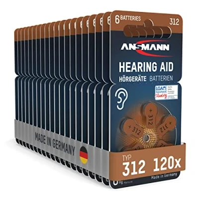 Image de Piles pour appareil auditif ANSMANN type 312 marron lot de 120 P312 ZL3 PR41
