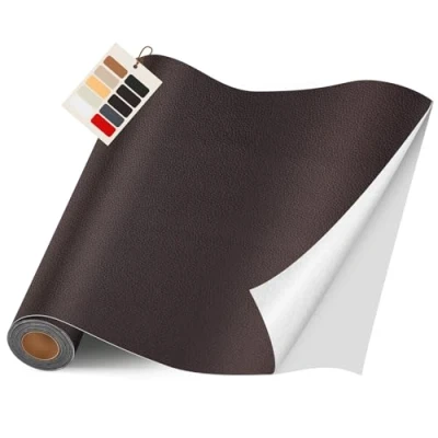 Afbeelding van zelfklevend reparatieleer, 40 x 400 cm, lederen reparatiepatch, kunstleer, voor banken, autostoelen, meubels, tassen, jassen (donkerbruin)