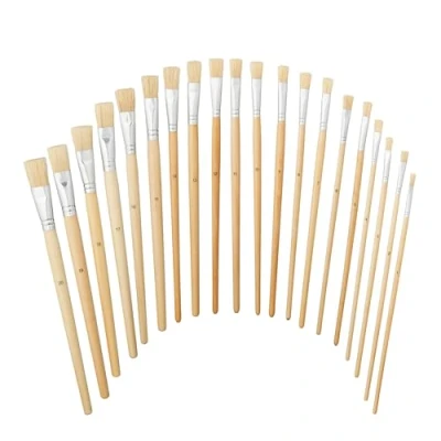 Afbeelding van Relaxdays penselen set 20 delige varkenshaar voor acryl , olie en watervef