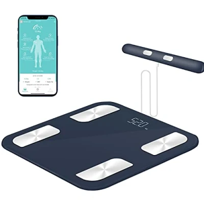 Afbeelding van Smart weegschaal personenweegschaal, diagnostische digitale met 8 elektroden, hoge precisie, volledige lichaamssamenstelling 18 basisgegevens, led display, groot oppervlak, wit (tint)