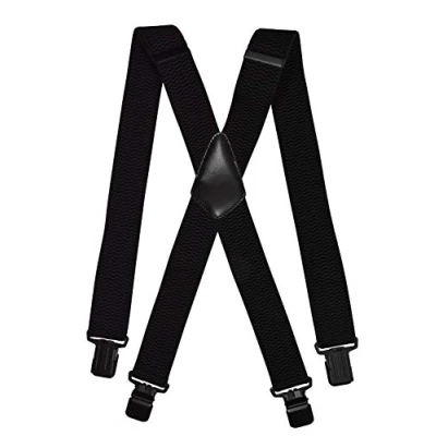 Afbeelding van Olata Bretels voor heren, breed, X, met extra brede zwarte clips, 4 cm, zwart.