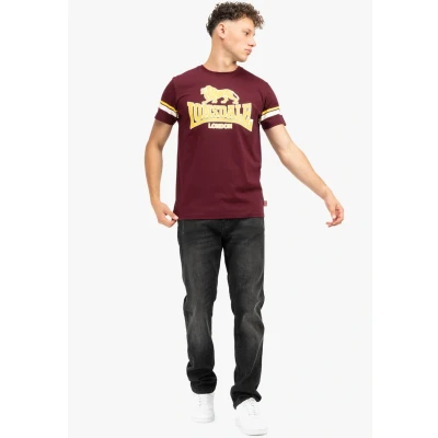 Afbeelding van Lonsdale Normale Passform Methley Tshirt print, Heren, Maat: Large, Oxblood yellow white