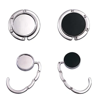 Afbeelding van Aidqxbaoer Set van 2 opvouwbare aluminium tafelzakhaken, antislip, krasbestendig, bureauzakhouder, max. 3 kg, zilver