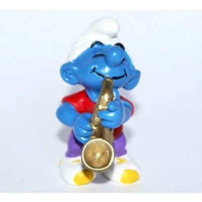 Afbeelding van De smurfen speelfiguurtje grote smurf als kerstman sleutelhanger 5 cm Schleich
