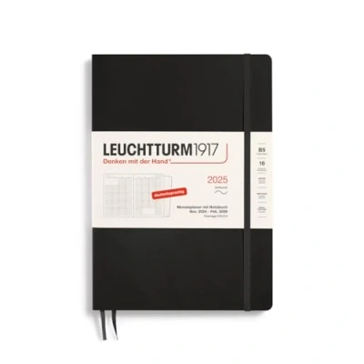 Afbeelding van LEUCHTTURM1917 370601 maandplanner en notitieboek, samenstelling (B5), 2025 16 maanden, softcover, zwart, Duits