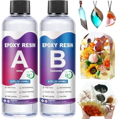 Afbeelding van AOLLEN epoxyhars, transparant, 2 delig, 400 ml, set epoxyhars 1: 1 verhouding, voor gieten en coaten, sieraden maken knutselen