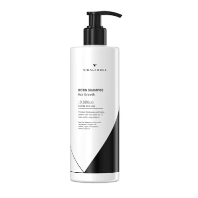Afbeelding van biotine shampoo 10.000 mcg met 12 multivitaminen en mineralen XXL, 400 ml, voor haar, snelle groei, tegen haaruitval, dames heren,