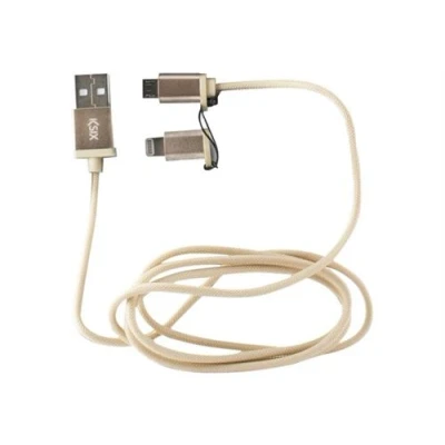 Afbeelding van Kabel USB naar Micro en Lighting KSIX Kleur Goud
