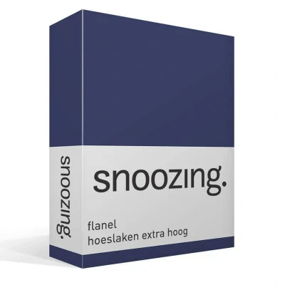 Afbeelding van Snoozing Flanel Hoeslaken Eenpersoons Extra Hoog 70x200 cm Navy