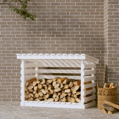 Afbeelding van Haardhoutrek 108x73x79 cm massief grenenhout wit