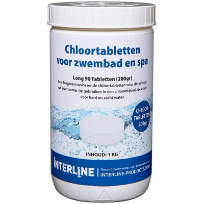 Afbeelding van Interline Chloortabletten 200 1 Kg Wit Zwembad Schoonmaak
