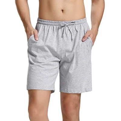 Afbeelding van Aseniza Herenpyjamabroek van katoen, casual shorts, pyjama shorts voor heren, zomerpyjamabroek, A Grijs