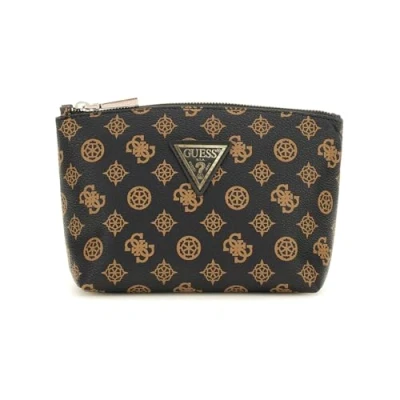 Afbeelding van GUESS Cosmetische tas Wilder Large Top Zip Cosmetic Bag Brown Donkerbruin