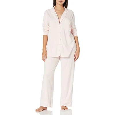 Image de Amazon Essentials Ensemble Pyjama Avec Chemise À Manches Longues, En Coton Et Textile Modal (Grandes Tailles Disponibles) Women&#039;s, Rose Pâle, 4XL Grande taille