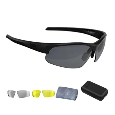 Afbeelding van BBB Cycling Impress Fietsbril Wielrenbril Met 3 Lenzen Sportbril Hoes Lichtgewicht Racefiets Bril Mat Zwart BSG 58T