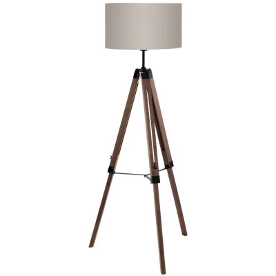 Afbeelding van EGLO Lantada Vloerlamp E27(excl.) 143 cm Hout Driepoot Bruin, Taupe