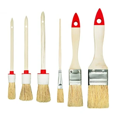 Afbeelding van M7 Set van 6 penselen 3 plat rond 0 &quot;1,5&quot; 2 &quot;4&quot; inch serie 04 voor schilderen met verf en lak gelijkmatige afdekking natuurlijke borstelharen