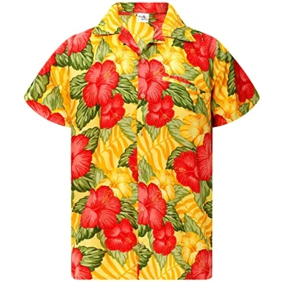 Afbeelding van King Kameha Funky Hawaïhemd met korte mouwen, Wilde bloem, bloemen geel