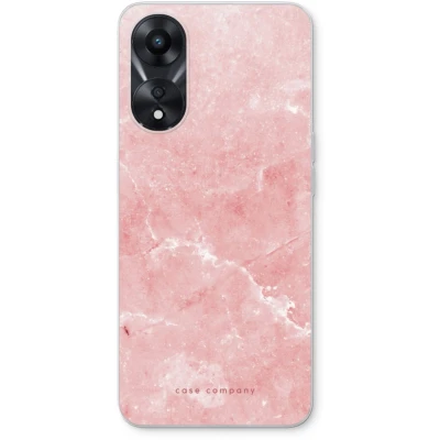 Afbeelding van Case Company® hoesje geschikt voor Oppo A58x Roze marmer Soft Cover Telefoonhoesje Bescherming aan alle Kanten en Schermrand