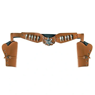 Afbeelding van Boland Cowboyholster dubbel Sheriff bruin Wapen Cowboy Indiaan Carnaval Themafeest
