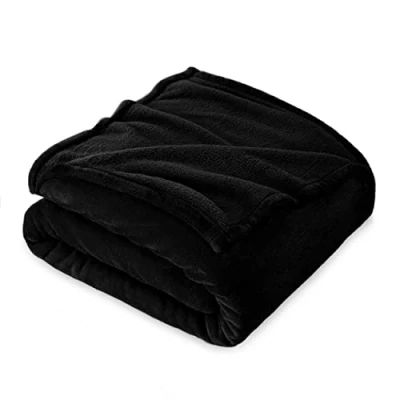 Afbeelding van Flanel fleecedeken, 210 x 240 cm, bankovertrek, fleece, deken voor tweepersoonsbed, dik, zacht en warm, hoogwaardige deken, zwart