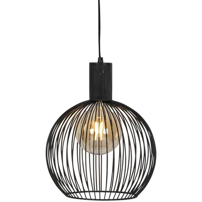 Afbeelding van QAZQA Design ronde hanglamp zwart 30 cm Dos