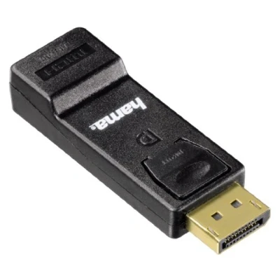 Afbeelding van Hama DisplayPort naar HDMI 4K Ultra HD DP stekker op aansluiting, ideaal voor interfaces (grafische kaart/laptop) zwart