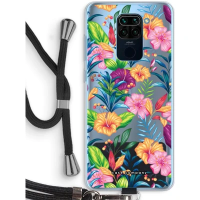 Afbeelding van Case Company® hoesje met Koord geschikt voor Xiaomi Redmi Note 9 Tropisch 2 Telefoonhoesje Zwart Bescherming aan alle Kanten en Over de Schermrand