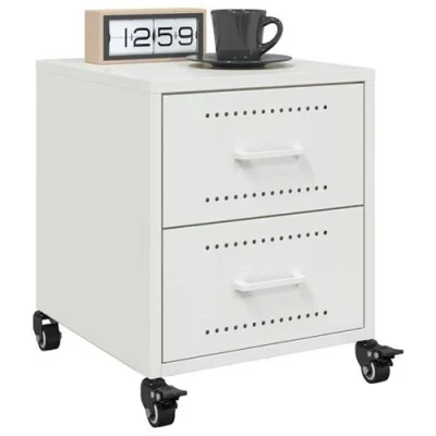 Afbeelding van Nachtkastjes 2 st 36x39x43,5 cm staal wit