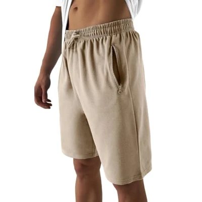 Afbeelding van Smith &amp; Solo Sportshorts voor heren, korte hardloopbroek van katoen, fitnessbermuda en joggen, Beige, L