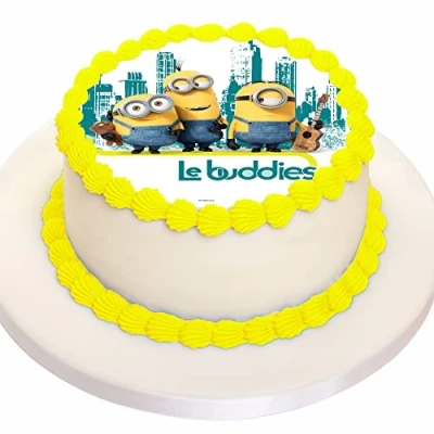Afbeelding van Kardasis Minions taartdecoratie, eetbaar papier, grappige eetbare taartdecoratie voor verjaardag, 20 cm