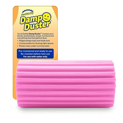Afbeelding van Scrub Daddy Damp Duster Magische reinigingsspons, stofvanger, wasbaar, stofverwijderaar, antistatisch, dat stof vangt en gemakkelijk afspoelt, roze