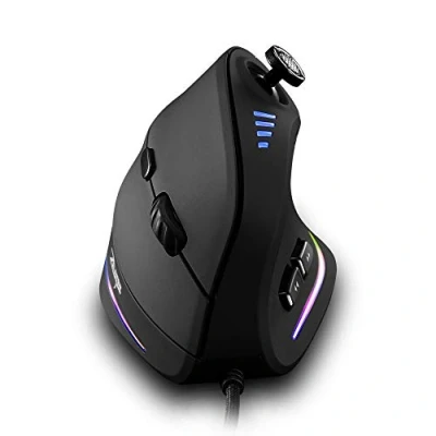 Afbeelding van Zelotes gamingmuis met Joystick, 10.000 dpi, verticale ergonomische muis, USB, 11 toetsen, bekabelde computermuis, voor pc, Mac