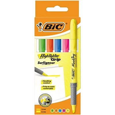 Afbeelding van Markeerstift Bic grip assorti etui à 5 stuks