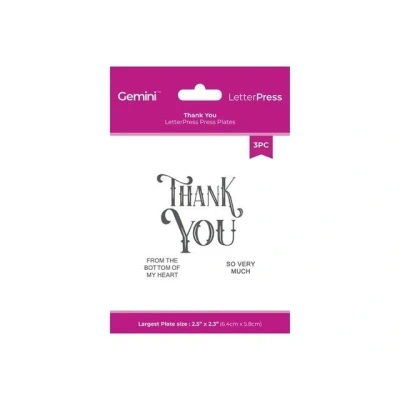 Afbeelding van Gemini LetterPress Press Plate Thank You